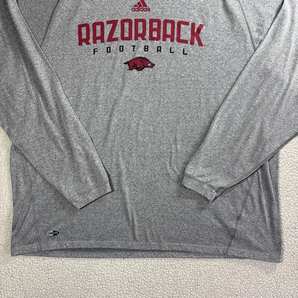 adidas ClimaLite Arkansas Razorback Football Long Sleeve Shirt Men's 2XL Gray